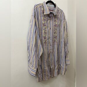 Robert Graham Blue, purple and Yellow stripe button Down Shirt - 4XLB